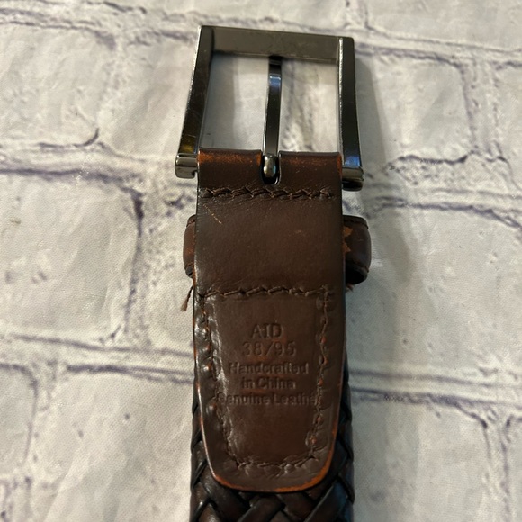 AID HANDCRAFTED GENUINE LEATHER MENS BROWN WOVEN BELT SIZE 38 - Picture 5 of 7